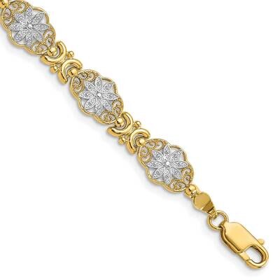 Flower 7.5 Inch Bracelet 14k Gold White Rhodium  FB1858-7.5, MPN: FB1858-7.5, 63721813557