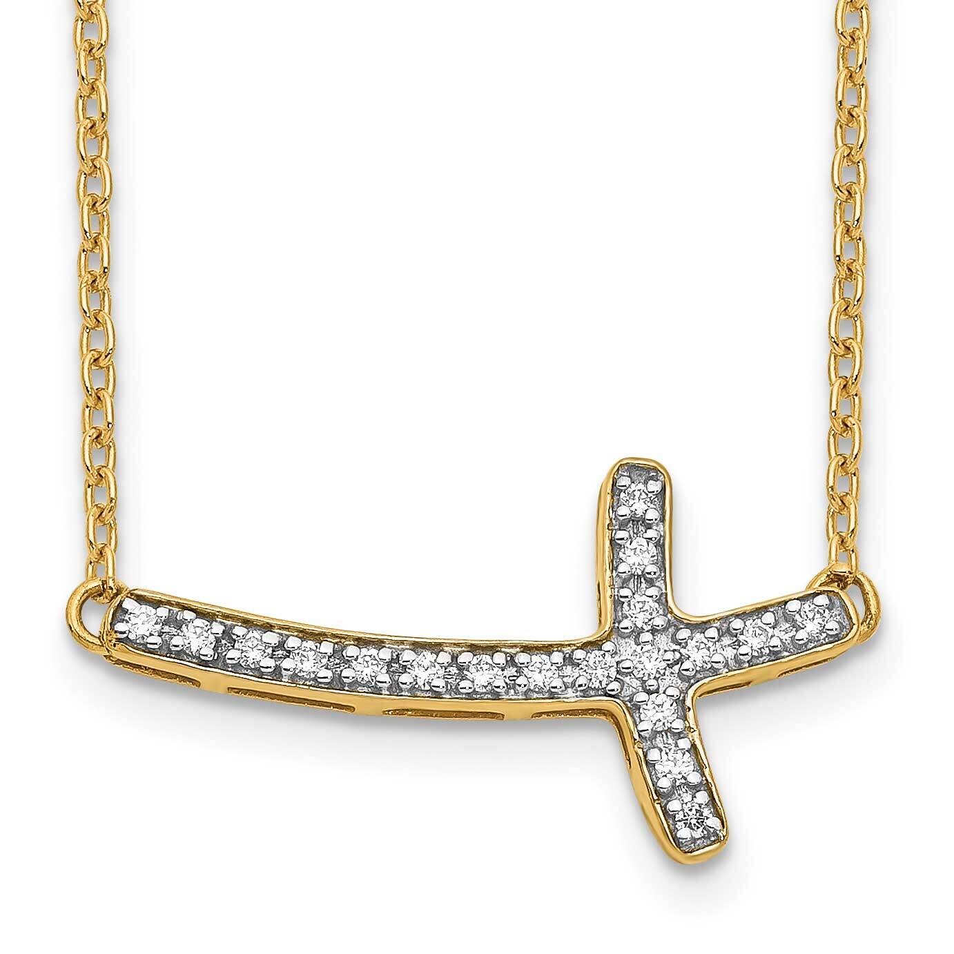 Diamond Sideways Cross 18 Inch Necklace 10k Gold PM4691-010-1YA, MPN: PM4691-010-1YA,