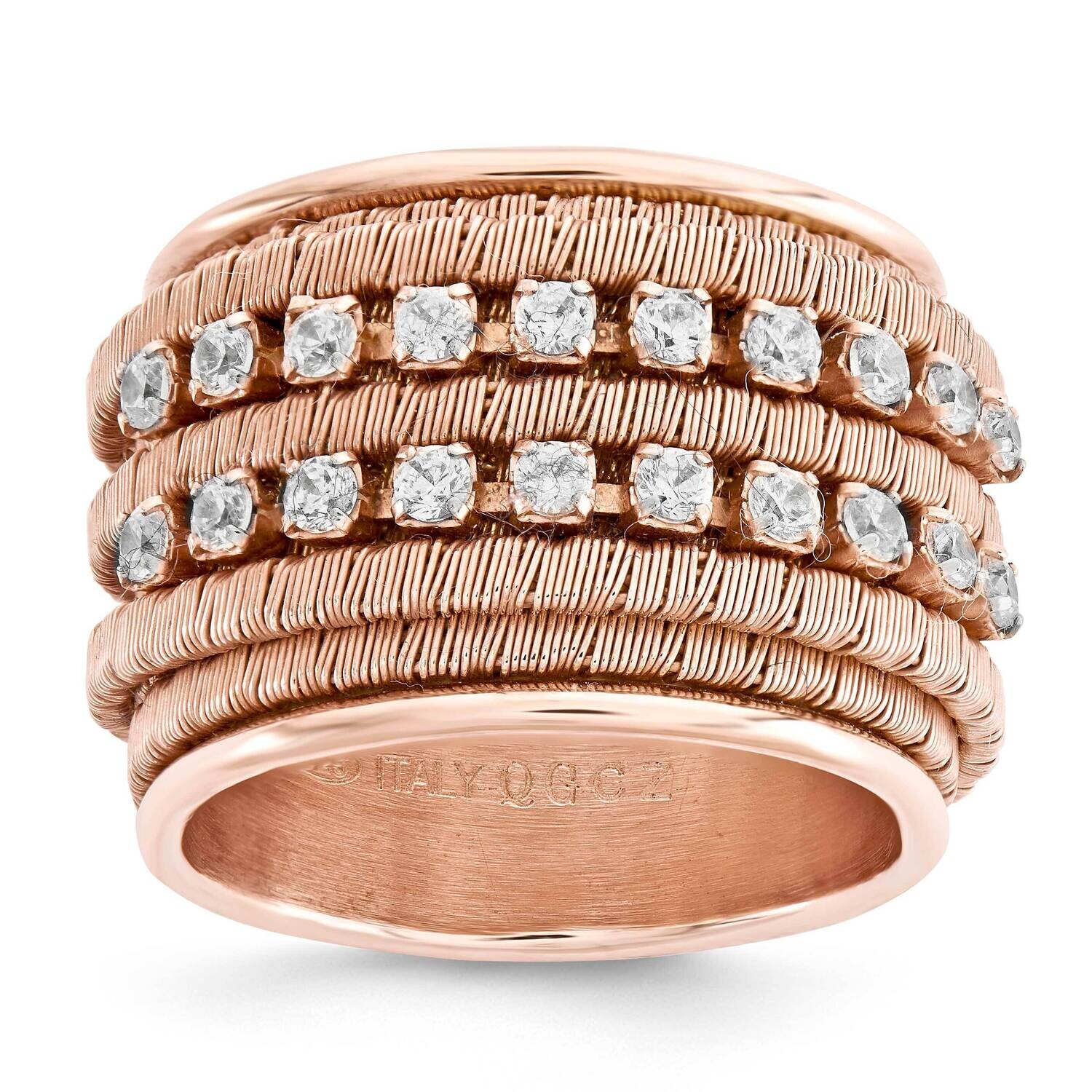 Rose Gold Plate Plated Double Row CZ BRing Size Sterling Silver J291315171352, MPN: J291315171352,