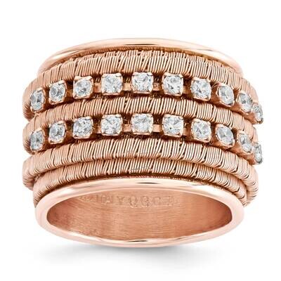 Rose Gold Plate Plated Double Row CZ BRing Size Sterling Silver J291315171352, MPN: J291315171352,