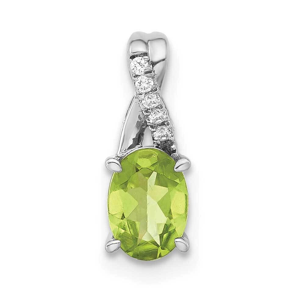 Oval Peridot Diamond Pendant 14k White Gold PM4235-PE-003-WA, MPN: PM4235-PE-003-WA,