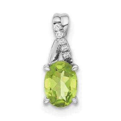 Oval Peridot Diamond Pendant 14k White Gold PM4235-PE-003-WA, MPN: PM4235-PE-003-WA,