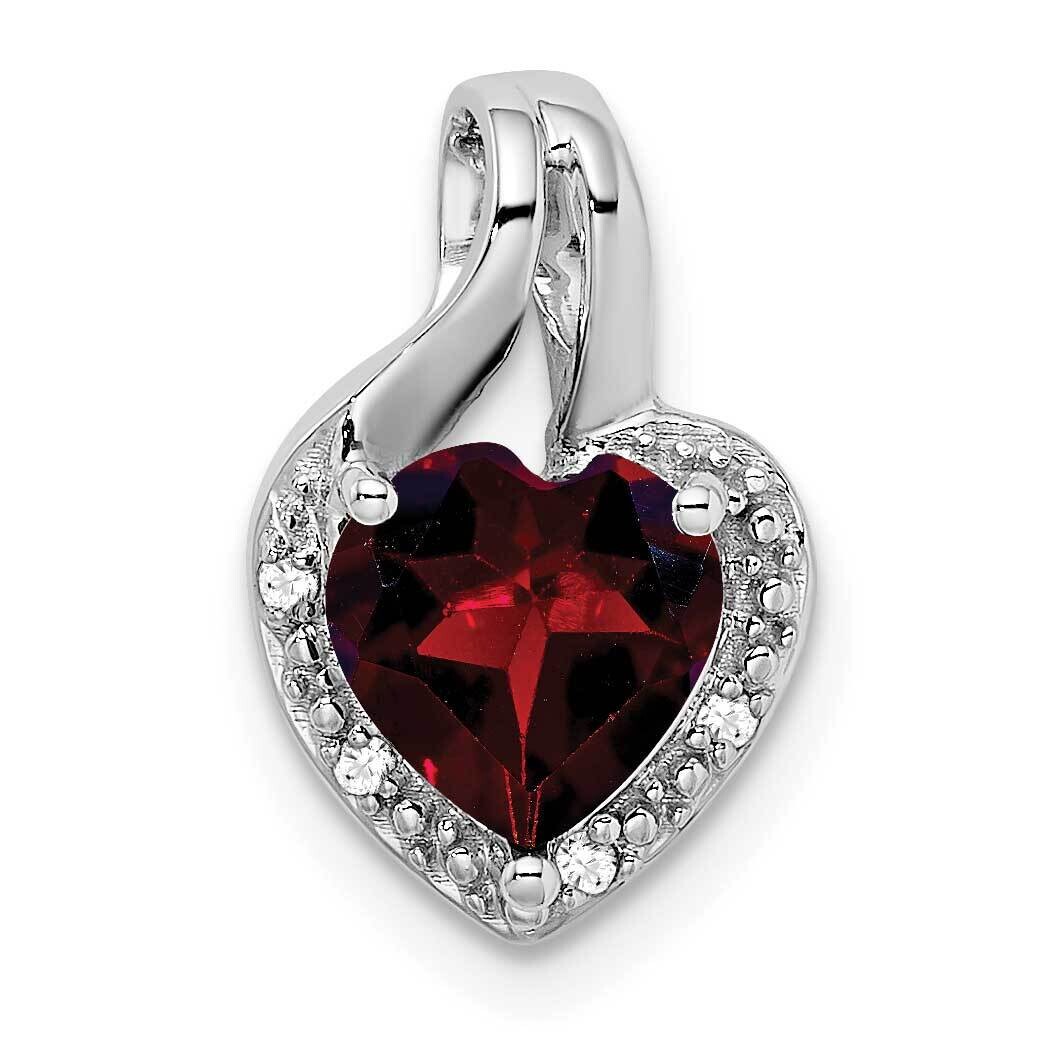 Garnet Diamond Heart Pendant 14k White Gold PM7011-GA-002-WA, MPN: PM7011-GA-002-WA,