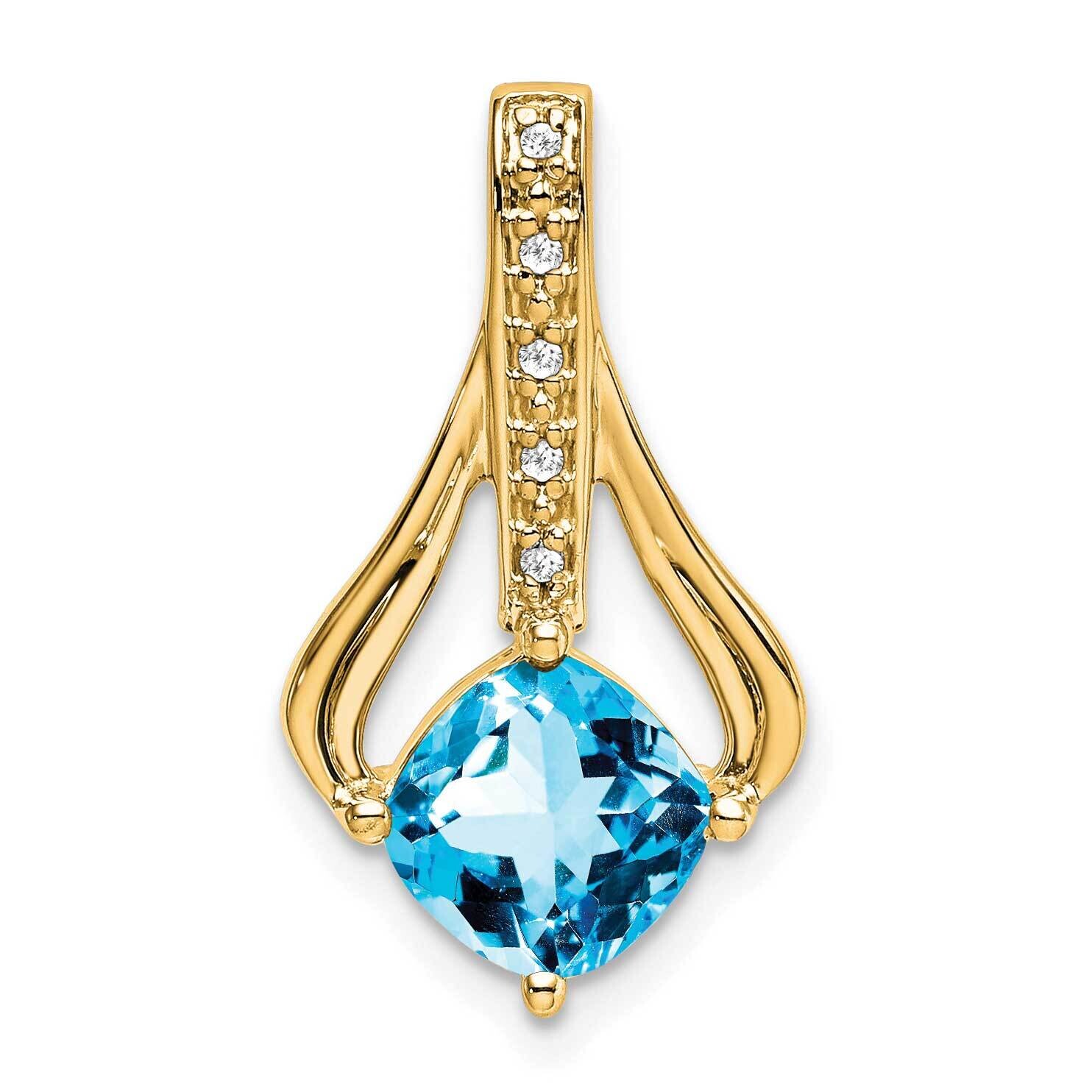 Blue Topaz Diamond Pendant 14k Gold PM7032-BT-002-YA