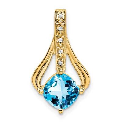 Blue Topaz Diamond Pendant 14k Gold PM7032-BT-002-YA, MPN: PM7032-BT-002-YA,