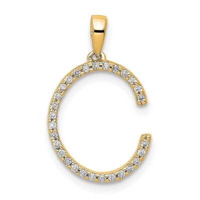Diamond Letter C Initial Pendant 14k Gold PM5222C-010-YA, MPN: PM5222C-010-YA, 196904070291