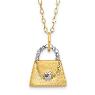 Rhodium Purse Necklace 14k Gold GK398-15, MPN: GK398-15,