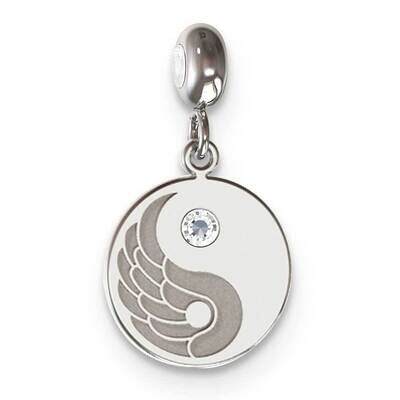 Memi Yin Yang Swarovski Crystal Charm Sterling Silver Rhodium-Plated ME105-SS, MPN: ME105-SS,