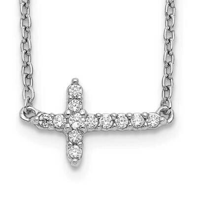 Diamond Sideways Cross 18 Inch Necklace 10k White Gold PM4692-010-1WA, MPN: PM4692-010-1WA,