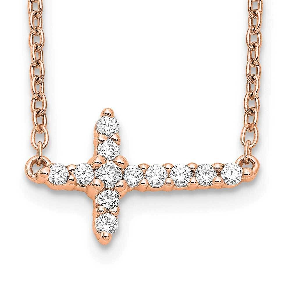 Diamond Sideways Cross 18 Inch Necklace 14k Rose Gold PM4692-016-RA, MPN: PM4692-016-RA,
