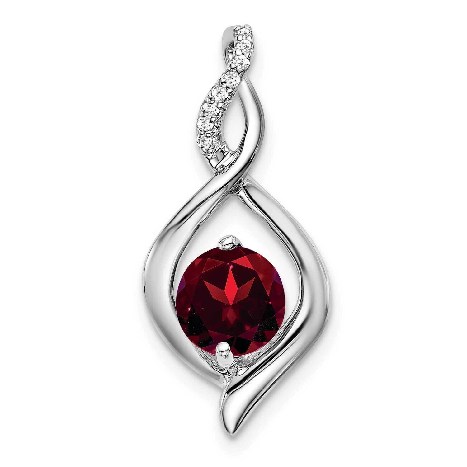 Garnet Diamond Pendant 14k White Gold PM7057-GA-004-WA, MPN: PM7057-GA-004-WA,