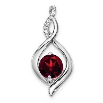 Garnet Diamond Pendant 14k White Gold PM7057-GA-004-WA, MPN: PM7057-GA-004-WA,