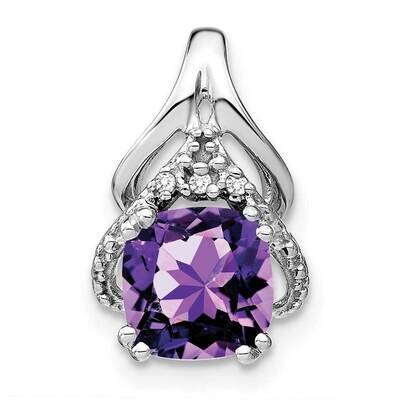Cushion Amethyst Diamond Pendant 14k White Gold PM7061-AM-001-WA, MPN: PM7061-AM-001-WA,