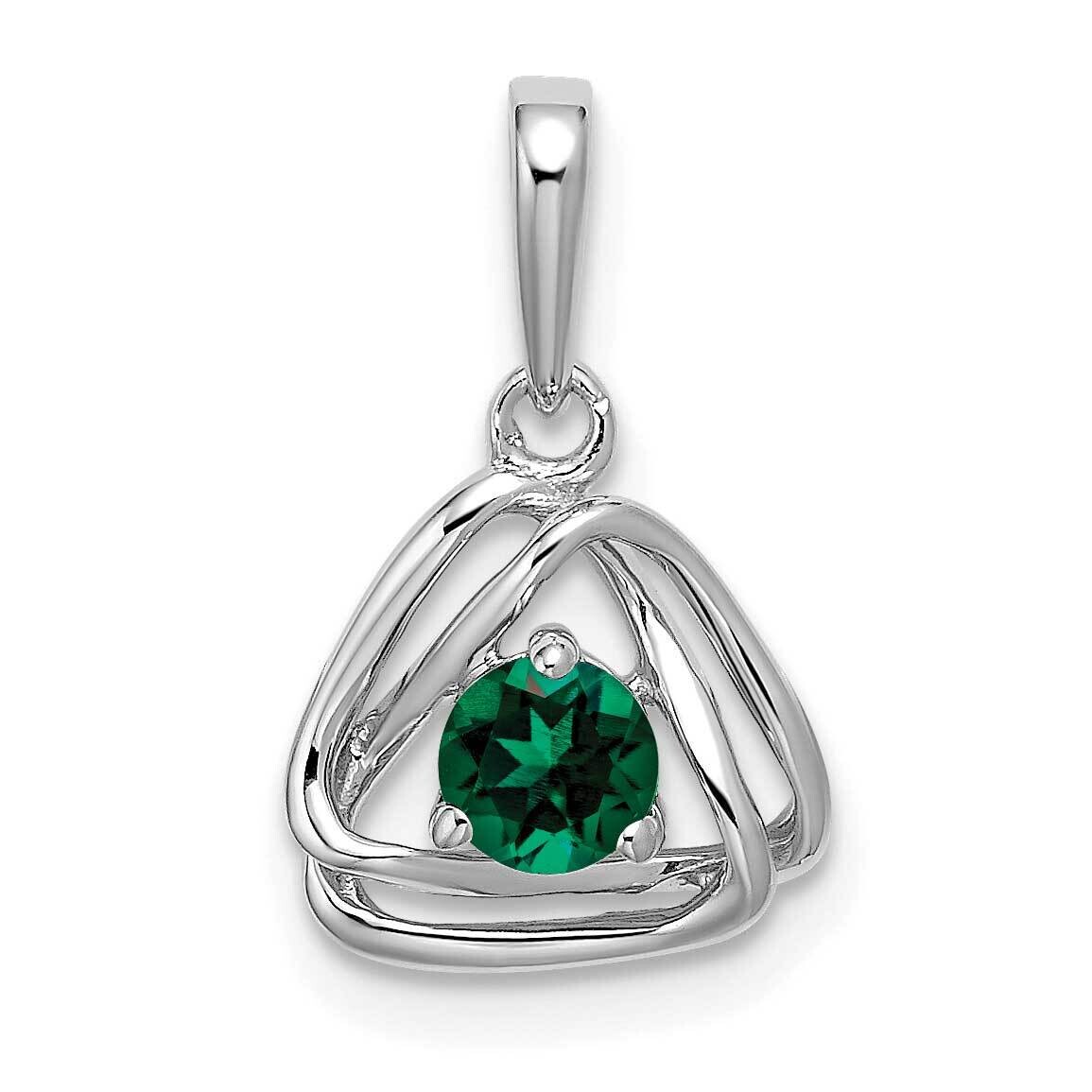 Created Emerald Triangle Pendant 14k White Gold PM7395-CEM-W, MPN: PM7395-CEM-W, 191101400674