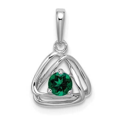 Created Emerald Triangle Pendant 14k White Gold PM7395-CEM-W, MPN: PM7395-CEM-W, 191101400674