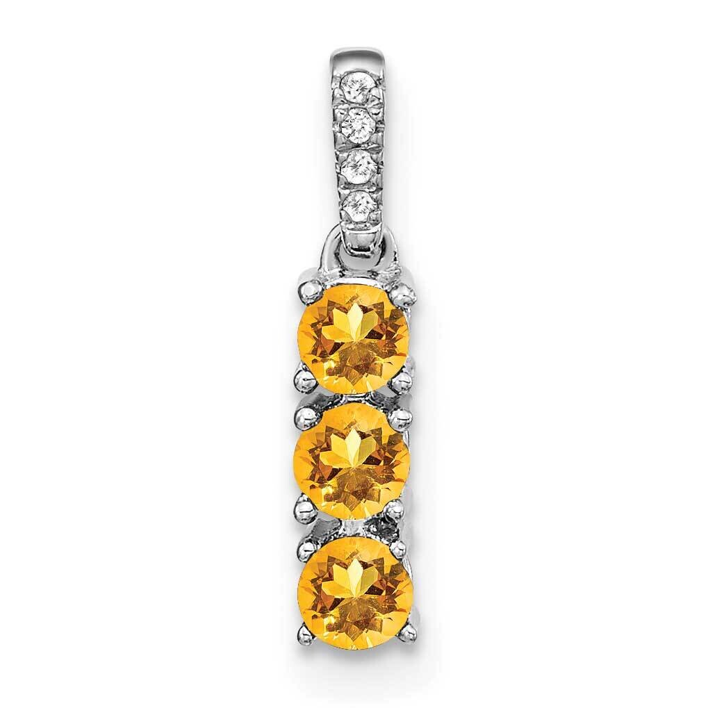 3-Stone Citrine Diamond Pendant 14k White Gold PM3585-CI-002-WA, MPN: PM3585-CI-002-WA,