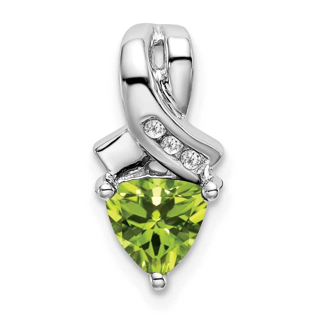Trillion Peridot Diamond Pendant 14k White Gold PM7053-PE-003-WA, MPN: PM7053-PE-003-WA,