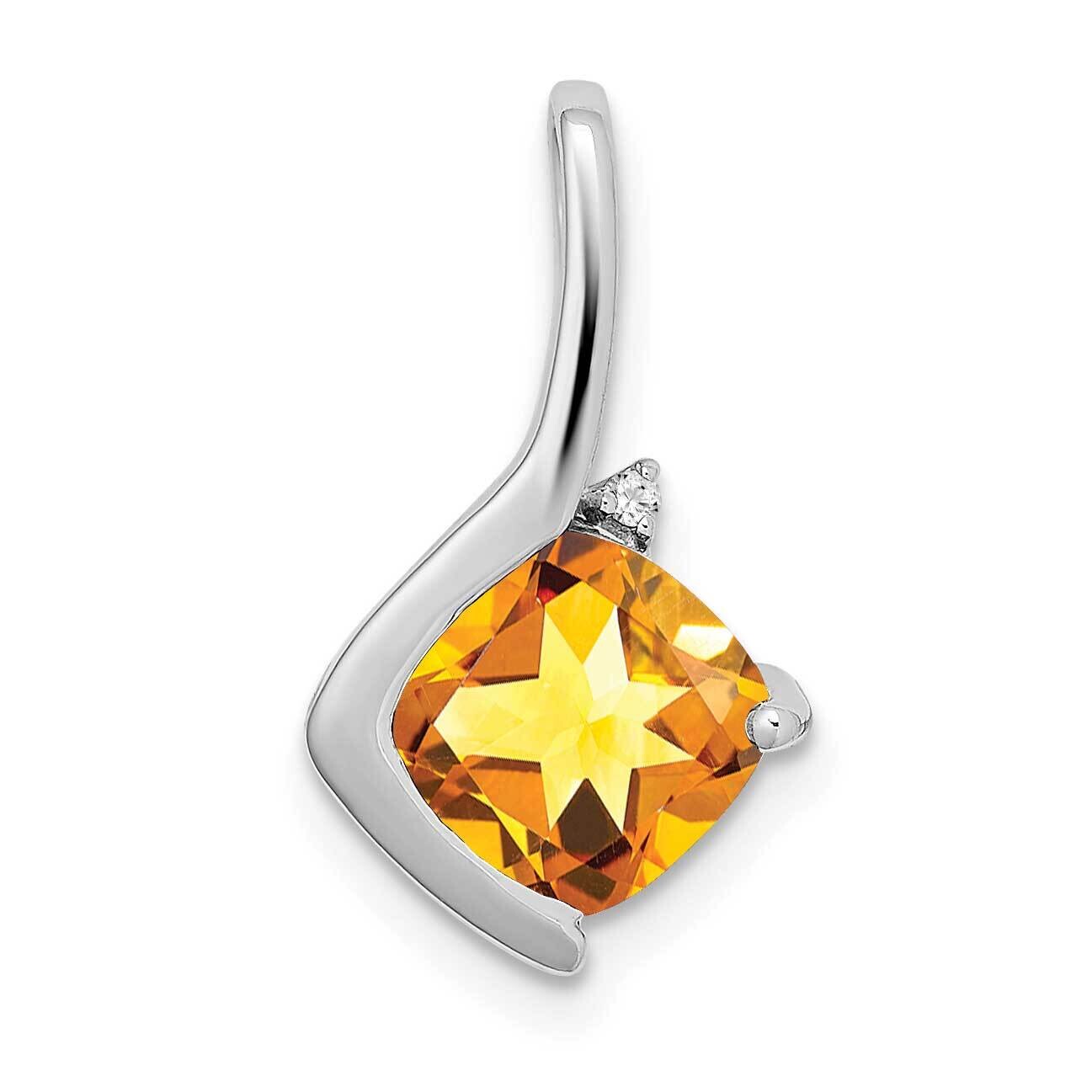 Cushion Citrine Diamond Pendant 14k White Gold PM7046-CI-001-WA, MPN: PM7046-CI-001-WA,