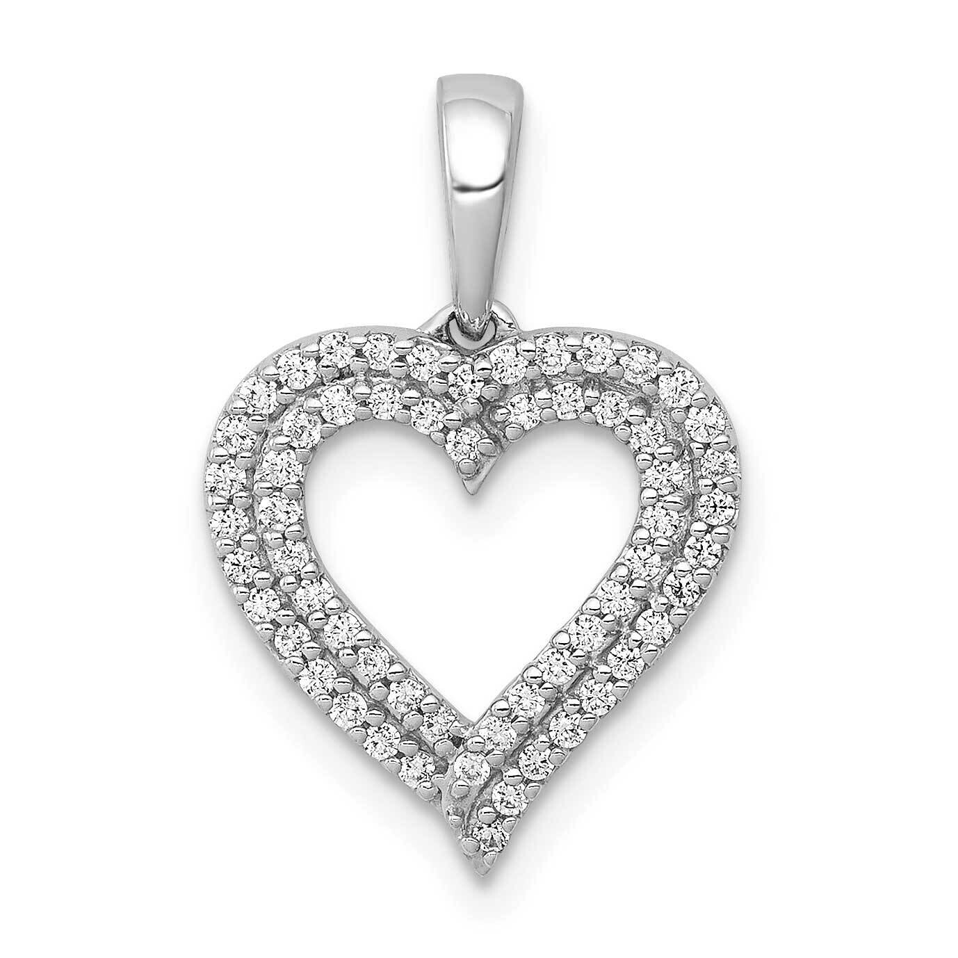 1/4Ct. Diamond 2-Row Heart Pendant 10k White Gold PM4864-025-1WA