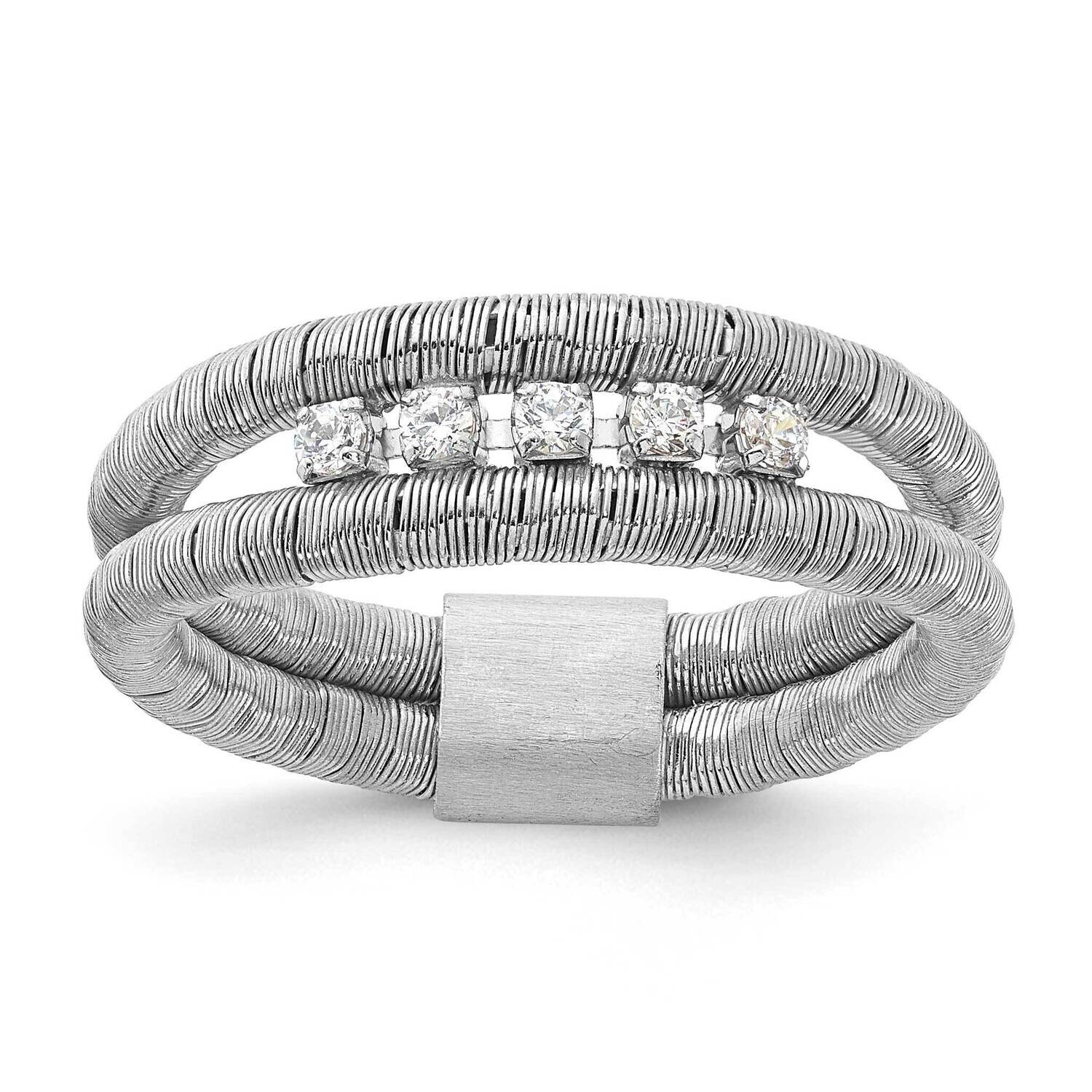 CZ Wire Wrapped 2 Row Ring Sterling Silver Rhodium-Plated J287151180352, MPN: J287151180352, 191101…
