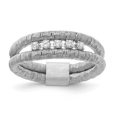 CZ Wire Wrapped 2 Row Ring Sterling Silver Rhodium-Plated J287151180352, MPN: J287151180352, 191101…