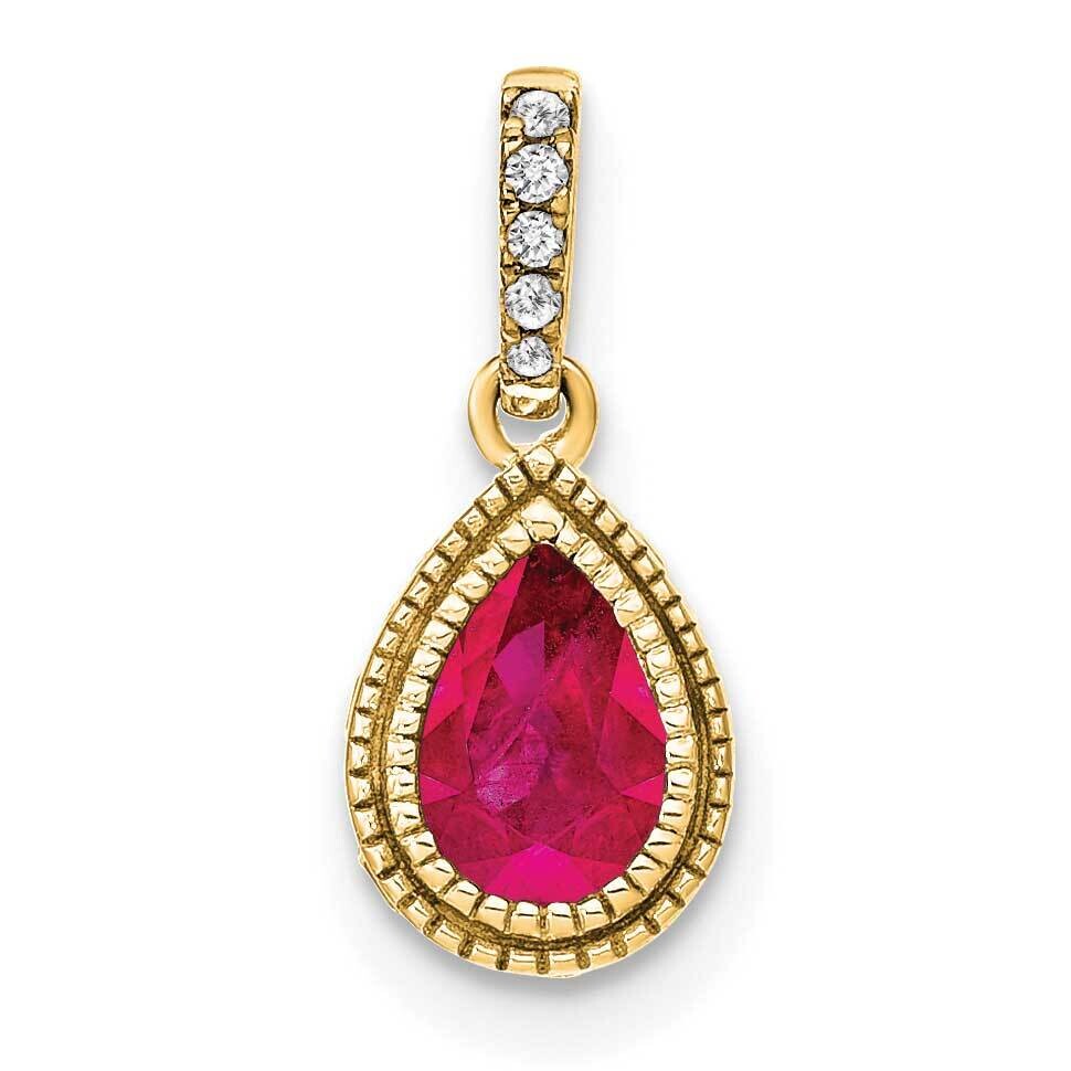 Pear Ruby Diamond Pendant 14k Gold PM7094-RU-019-YA, MPN: PM7094-RU-019-YA,