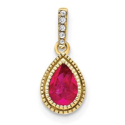 Pear Ruby Diamond Pendant 14k Gold PM7094-RU-019-YA, MPN: PM7094-RU-019-YA,