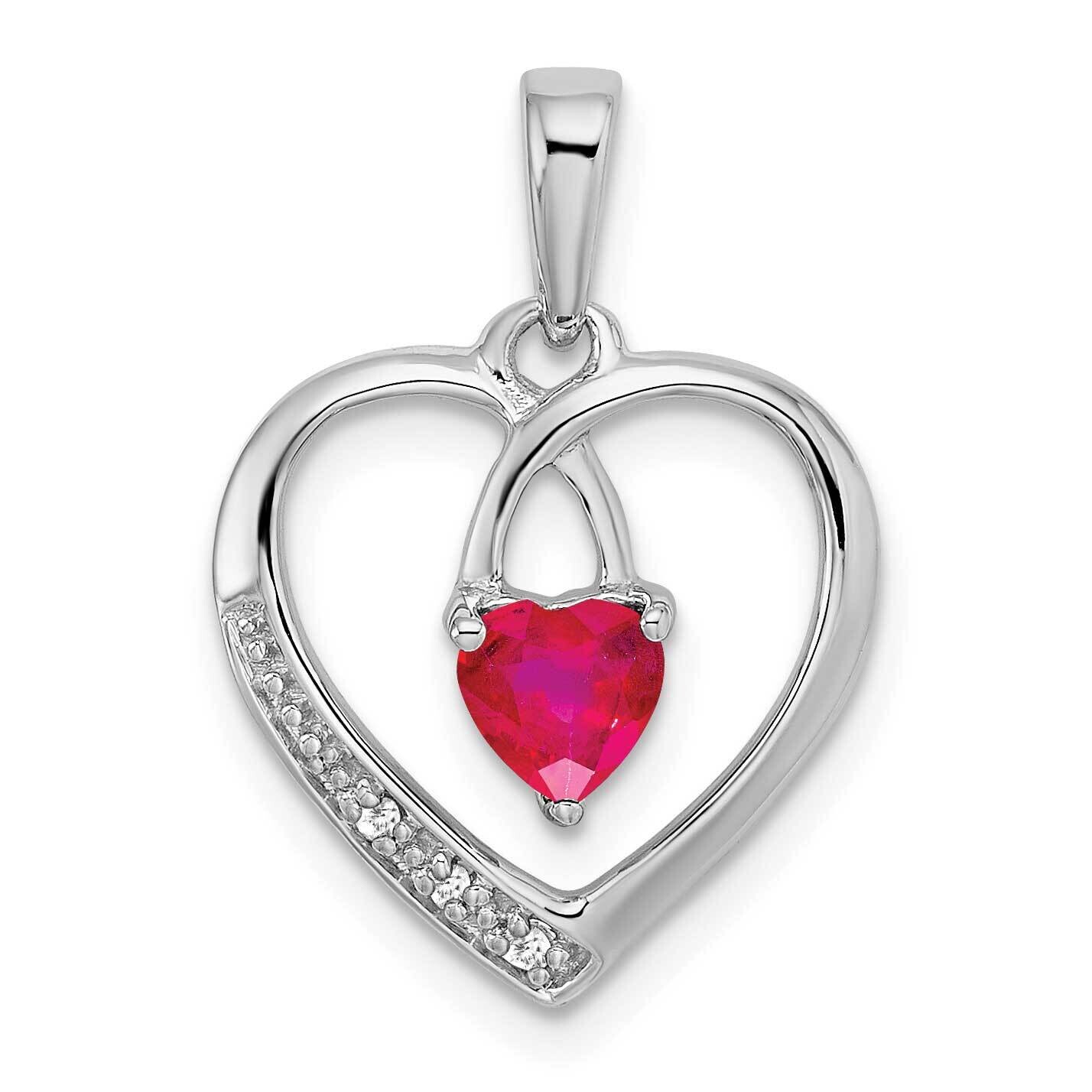 Ruby Diamond Heart Pendant 14k White Gold PM7170-RU-002-WA, MPN: PM7170-RU-002-WA,