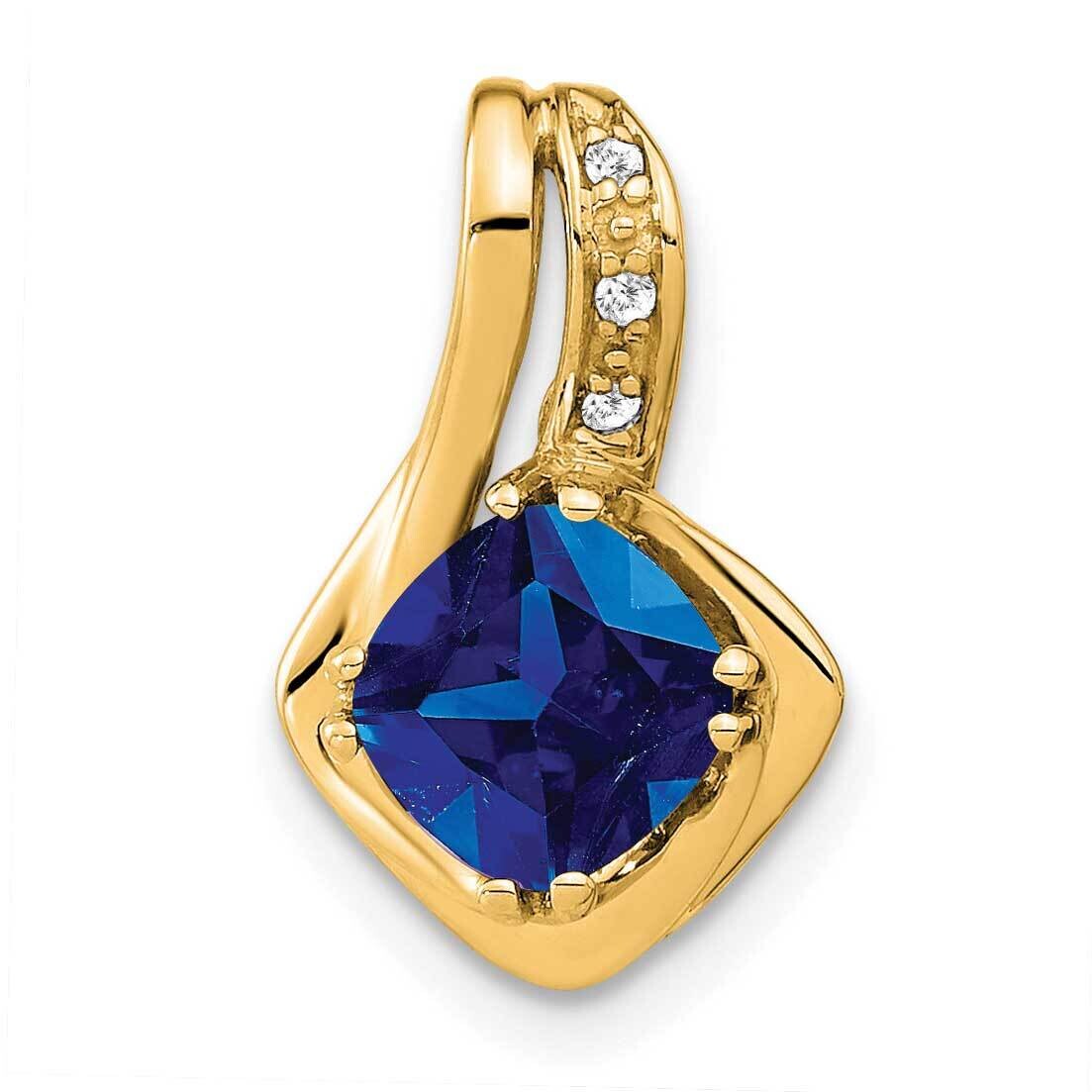 Created Sapphire Diamond Chain Slide Pendant 14k Gold PM7117-SA-002-YA, MPN: PM7117-SA-002-YA,