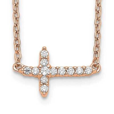 Diamond Sideways Cross 18 Inch Necklace 14k Rose Gold PM4692-010-RA, MPN: PM4692-010-RA,