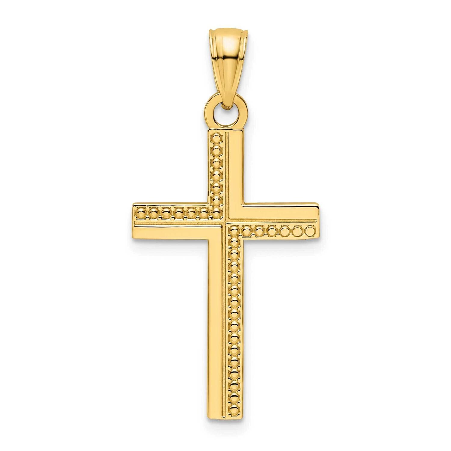Beaded Cross Pendant 14k Polished Gold K9830