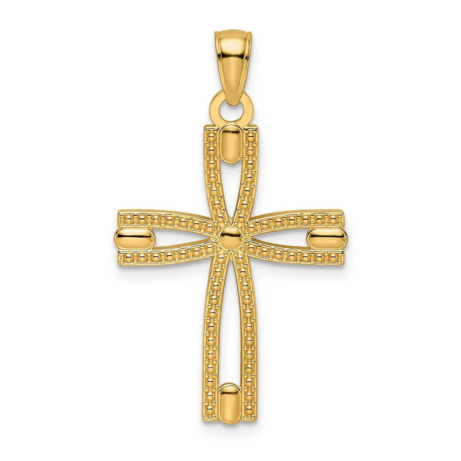Beaded &amp; Polished Cross Pendant 14k Gold K9904, MPN: K9904,