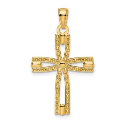 Beaded &amp; Polished Cross Pendant 14k Gold K9904, MPN: K9904,