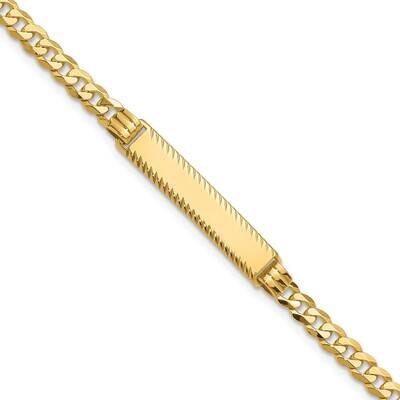 Flat Curb Link Diamond Cut Id Bracelet 7 Inch 14k Gold LID97-7, MPN: LID97-7,