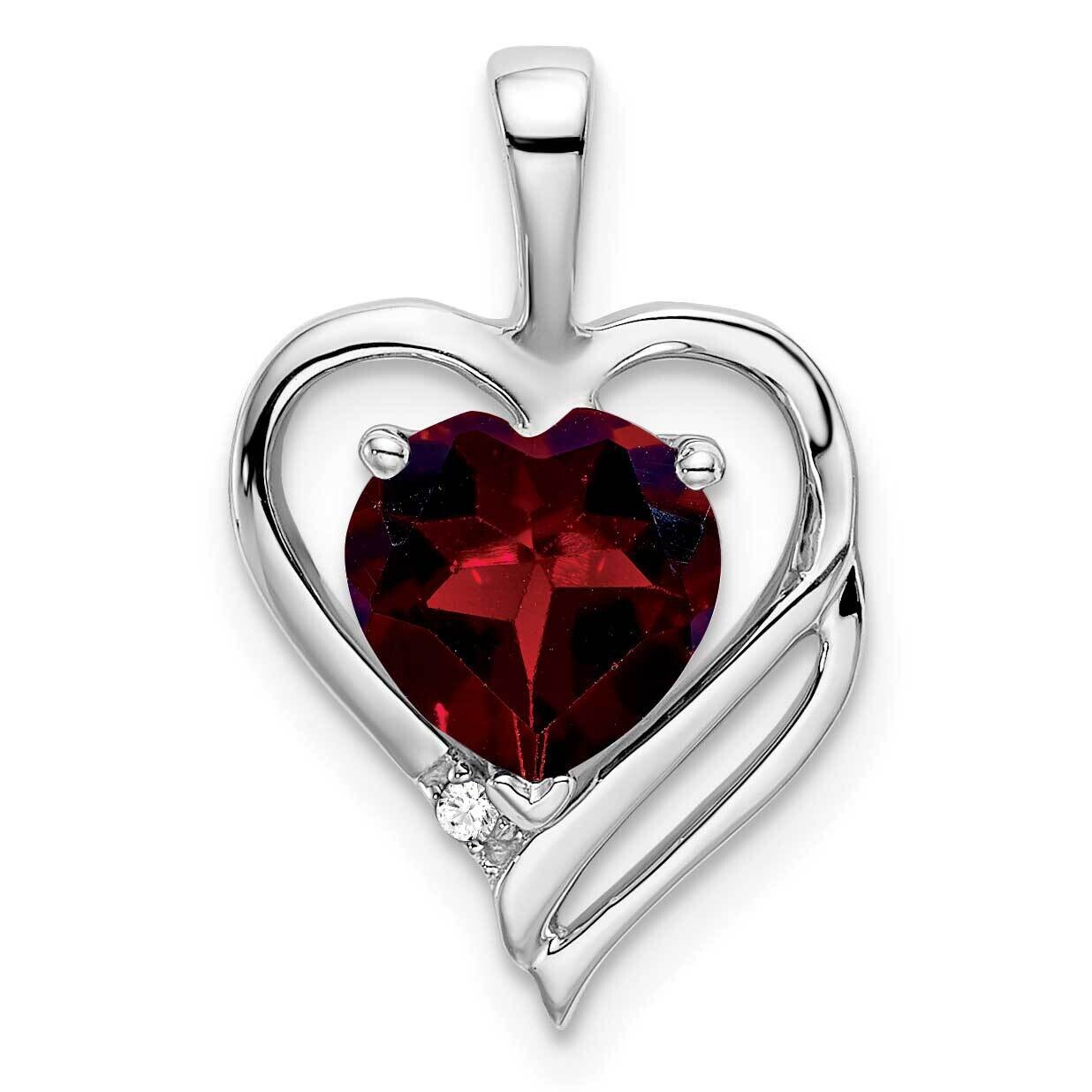 Garnet Diamond Heart Pendant 14k White Gold PM7015-GA-001-WA, MPN: PM7015-GA-001-WA,