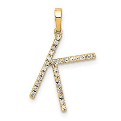 Diamond Letter K Initial Pendant 14k Gold PM5222K-010-YA, MPN: PM5222K-010-YA, 196904073001
