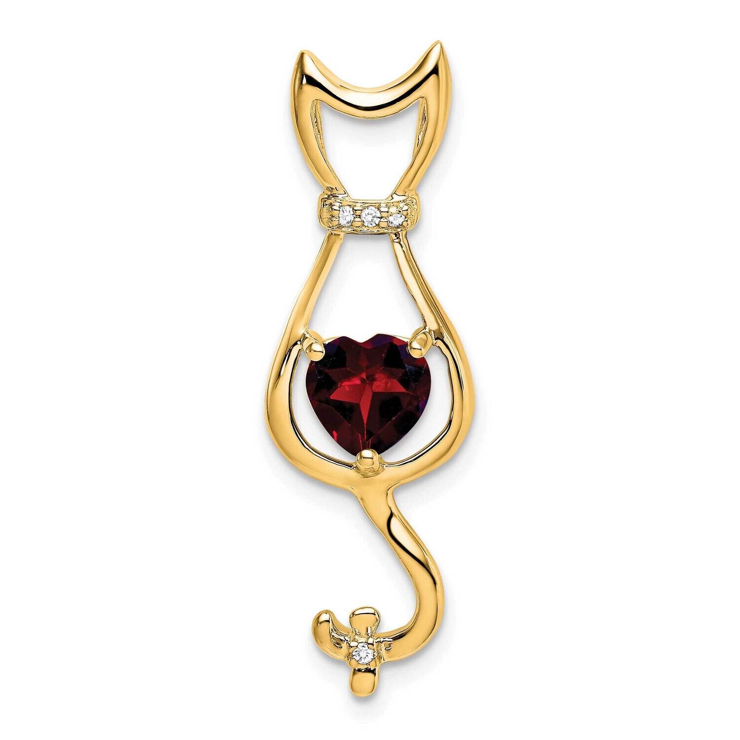Garnet Diamond Cat Pendant 10k Gold PM7030-GA-002-1YA, MPN: PM7030-GA-002-1YA,