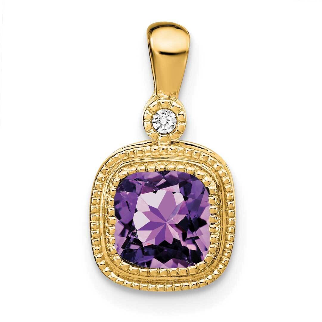 Cushion Amethyst Diamond Pendant 14k Gold PM3665-AM-001-YA, MPN: PM3665-AM-001-YA,