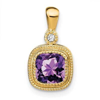 Cushion Amethyst Diamond Pendant 14k Gold PM3665-AM-001-YA, MPN: PM3665-AM-001-YA,