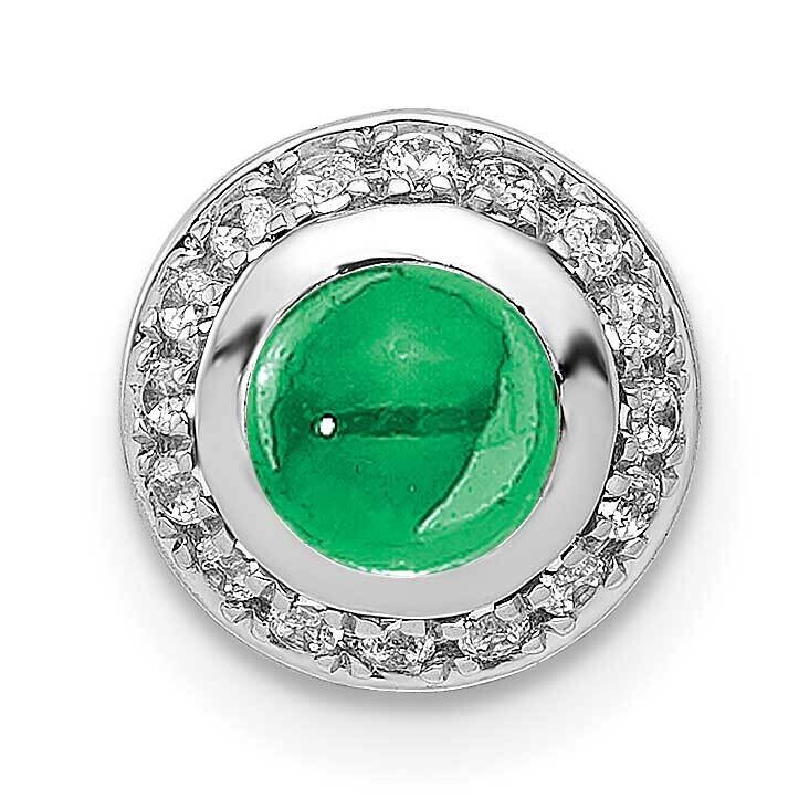 Halo Diamond &amp; Cabochon .91 Emerald Chain Slide 14k White Gold PM4030-EM-012-WA, MPN: PM4030-EM-012…