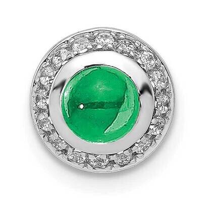 Halo Diamond &amp; Cabochon .91 Emerald Chain Slide 14k White Gold PM4030-EM-012-WA, MPN: PM4030-EM-012…