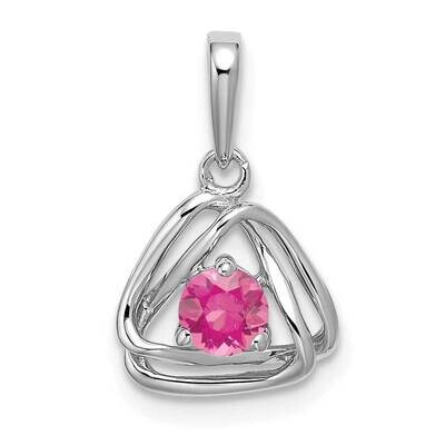 Pink Tourmaline Triangle Pendant 14k White Gold PM7395-PT-W, MPN: PM7395-PT-W, 191101400551