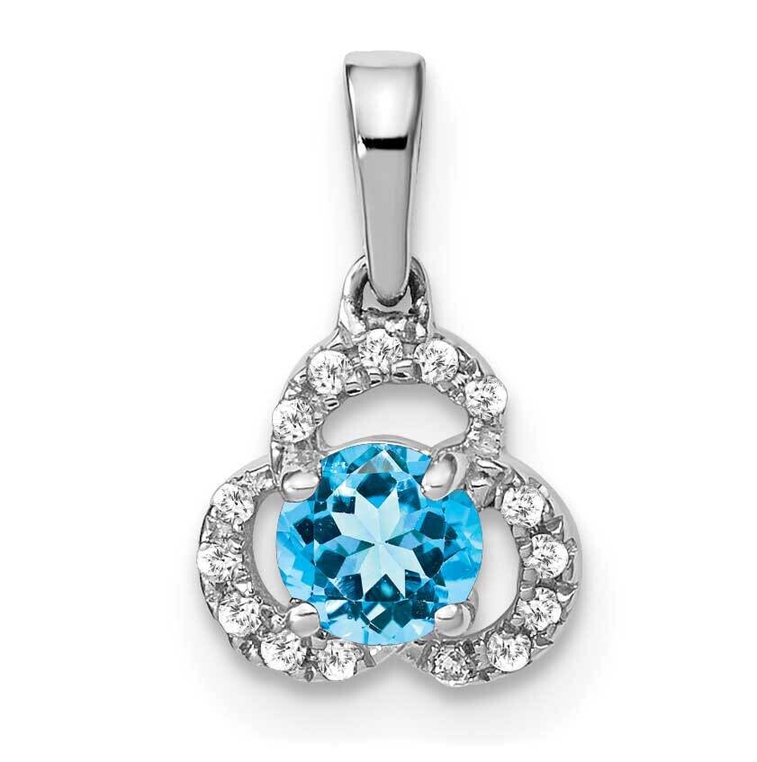 Blue Topaz Diamond Pendant 10k White Gold PM3578-BT-006-1WA, MPN: PM3578-BT-006-1WA,