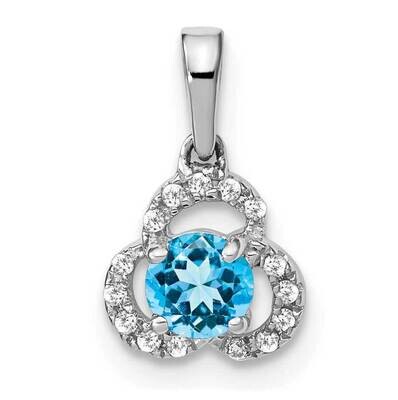 Blue Topaz Diamond Pendant 10k White Gold PM3578-BT-006-1WA, MPN: PM3578-BT-006-1WA,