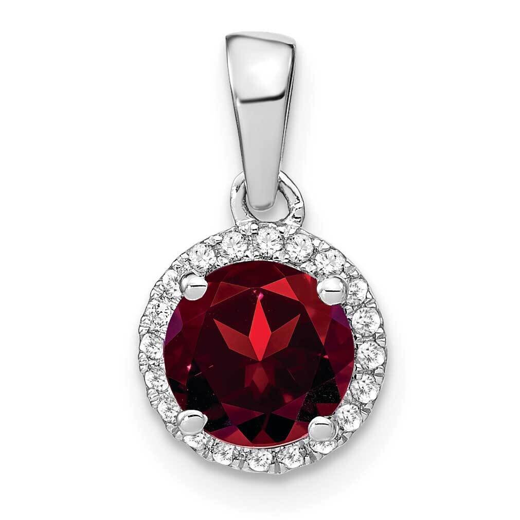 Garnet Diamond Halo Pendant 14k White Gold PM7068-GA-010-WA, MPN: PM7068-GA-010-WA,