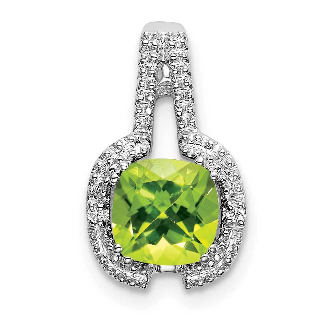 Cushion Peridot Diamond Pendant 14k White Gold PM7060-PE-001-WA, MPN: PM7060-PE-001-WA,