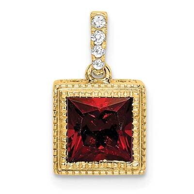 Square Garnet Diamond Pendant 14k Gold PM7096-GA-013-YA, MPN: PM7096-GA-013-YA,