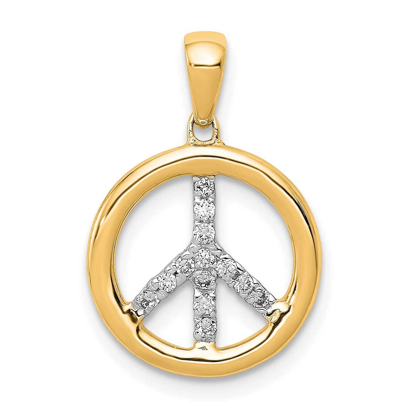 Diamond Peace Sign Pendant 14k Gold PM5193-010-YA, MPN: PM5193-010-YA,