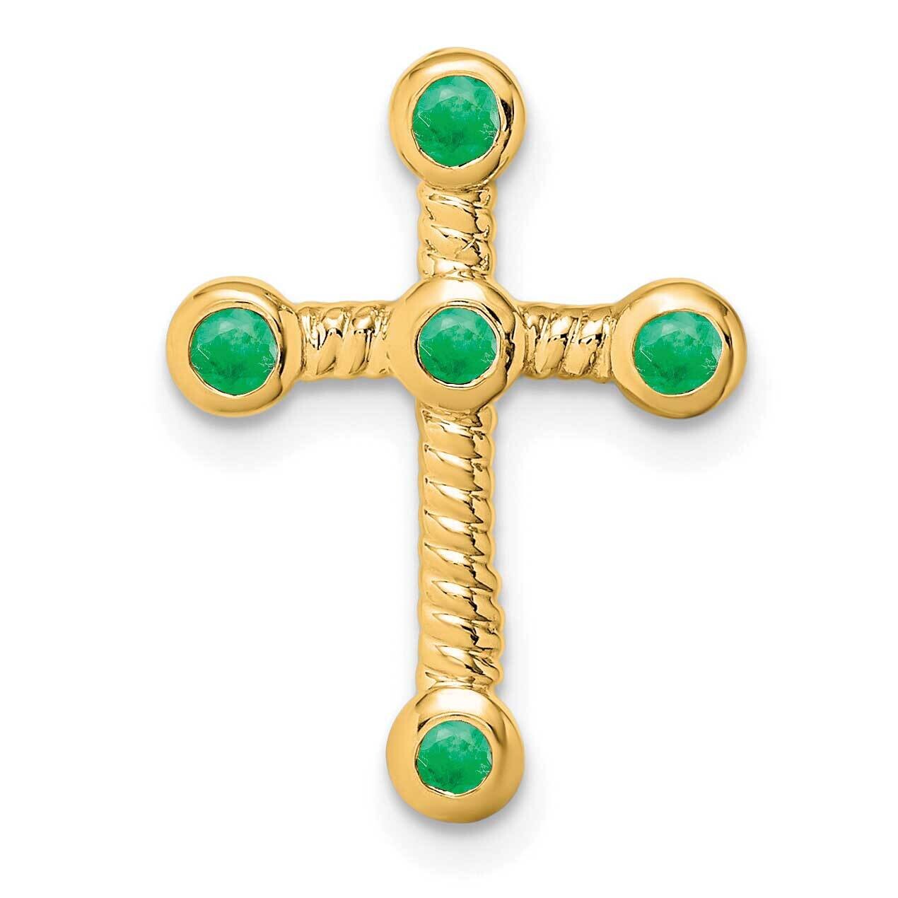 Emerald Cross Chain Slide 19 Inch 14k Gold PM7174-EM-Y, MPN: PM7174-EM-Y,