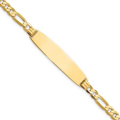 Figaro Rounded Id Bracelet 7 Inch 14k Gold LID108-7, MPN: LID108-7,